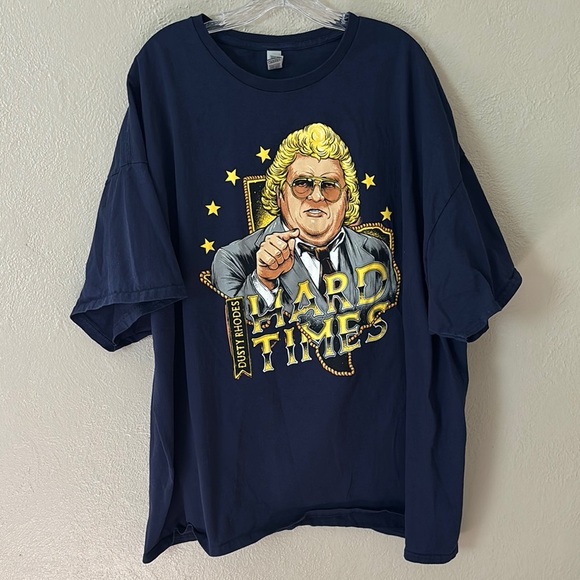 Mens Wrestler DUSTY RHODES "Hard Times" Graphic Short Sleeve T-Shirt, Blue, 4XL - Picture 1 of 4